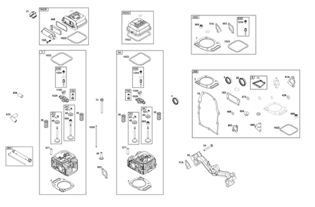 Cylinder Head Group Diagram and Parts List for 358447-0112-01 200000 - 399999 Briggs and Stratton Engine
